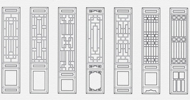 后安镇常用中式仿古花窗图案隔断设计图